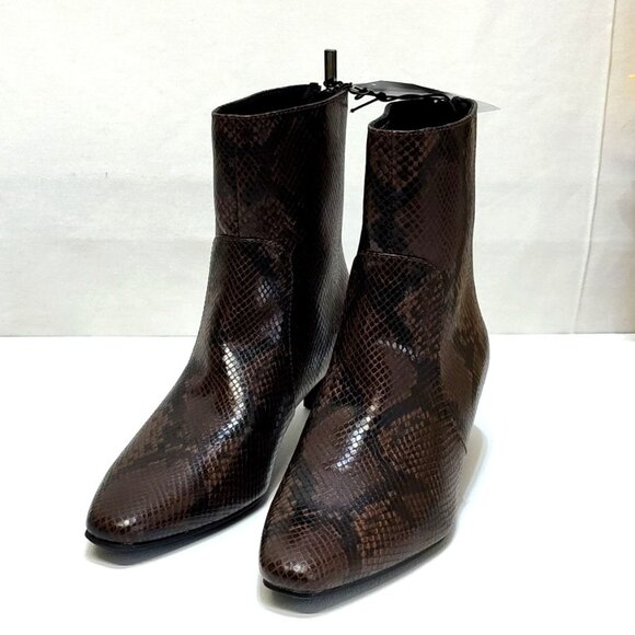Time And Tru Kitten Heel Snake Print Ankle Boots Memory Foam Women's Size 6 NWT - Picture 1 of 10